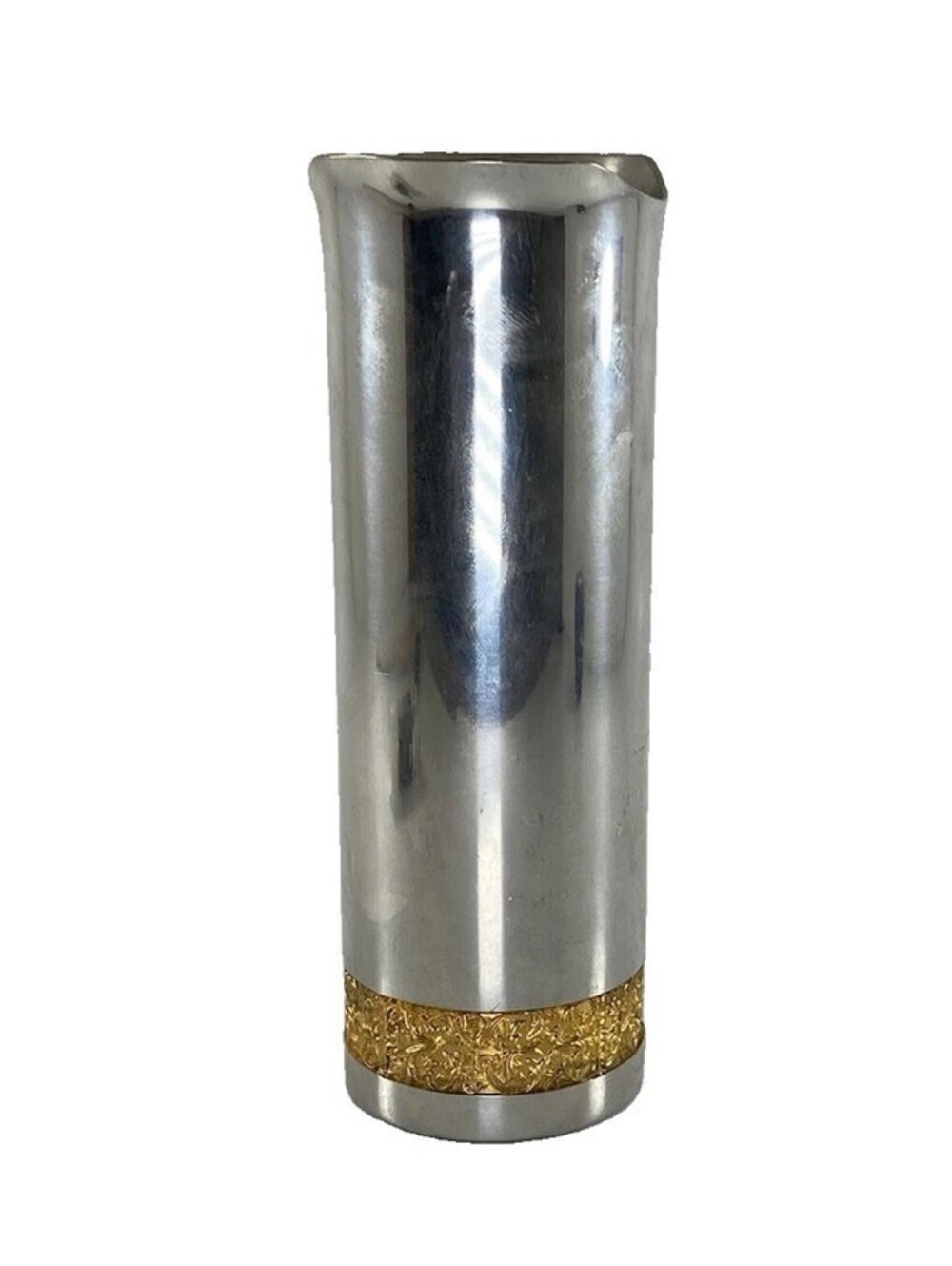 ROYAL SELANGOR PEWTER VASE GOLD BOTTOM TRIM 8.5in Tall